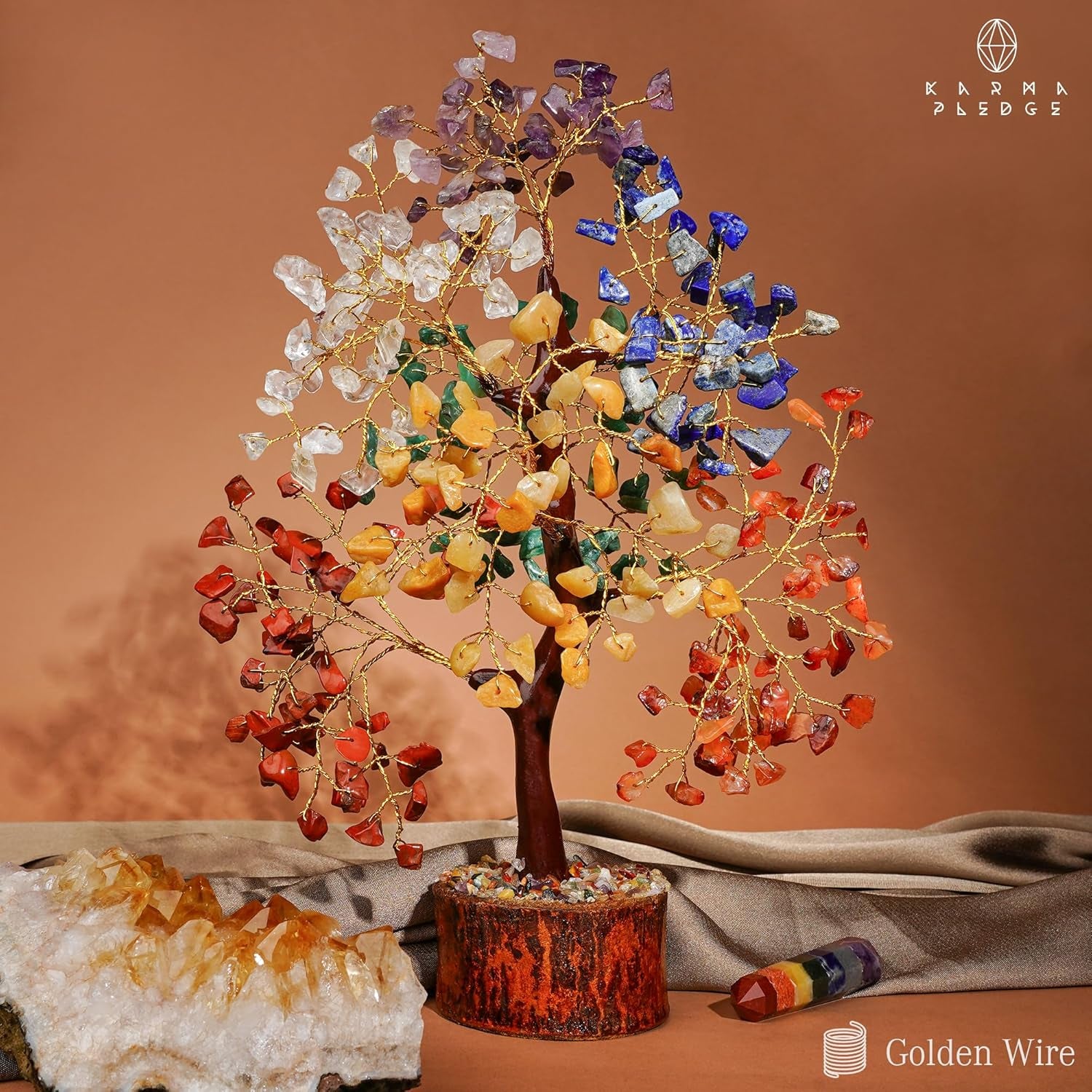 Crystal Tree of Life 7 Chakra Healing Crystal Trees for Home Decor, Office Desk Decor, Living Room Decor, Handmade Bonsai Trees for Positive Energy, Money, Good Luck Birthday Gifts for Women, Mom