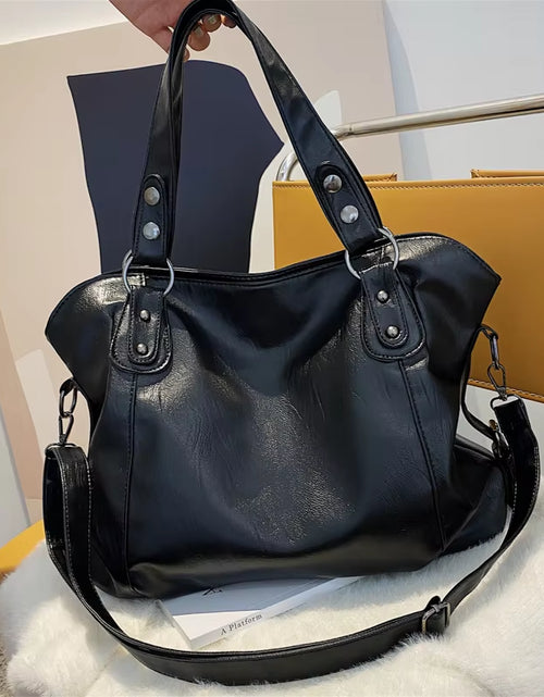 Load image into Gallery viewer, Big Black Shoulder Bags for Women Large Hobo Shopper Bag Solid Color Quality Soft Leather Crossbody Handbag Lady Travel Tote Bag
