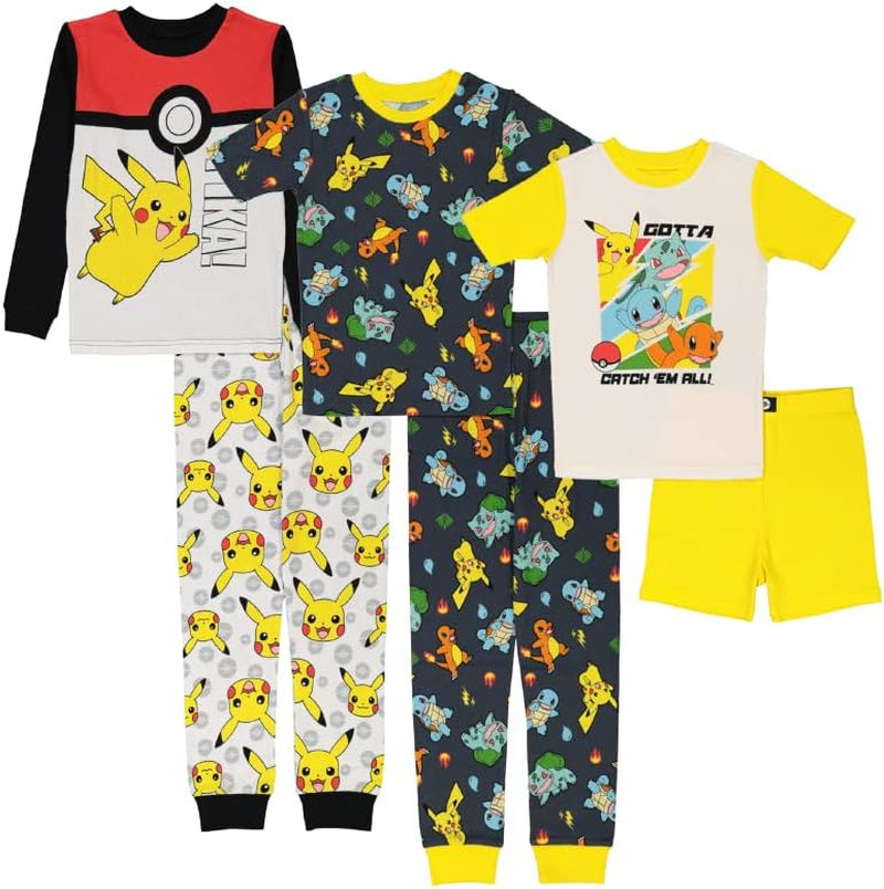 Boys' 6-Piece Snug-Fit Cotton Pajama Set, Soft & Cute for Kids