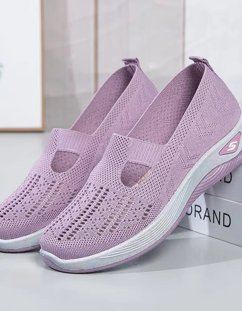 Load image into Gallery viewer, Women&#39;S New Summer Shoes Mesh Breathable Sneakers Light Slip on Flat Platform Casual Shoes Ladies Anti-Slip Walking Woven Shoes
