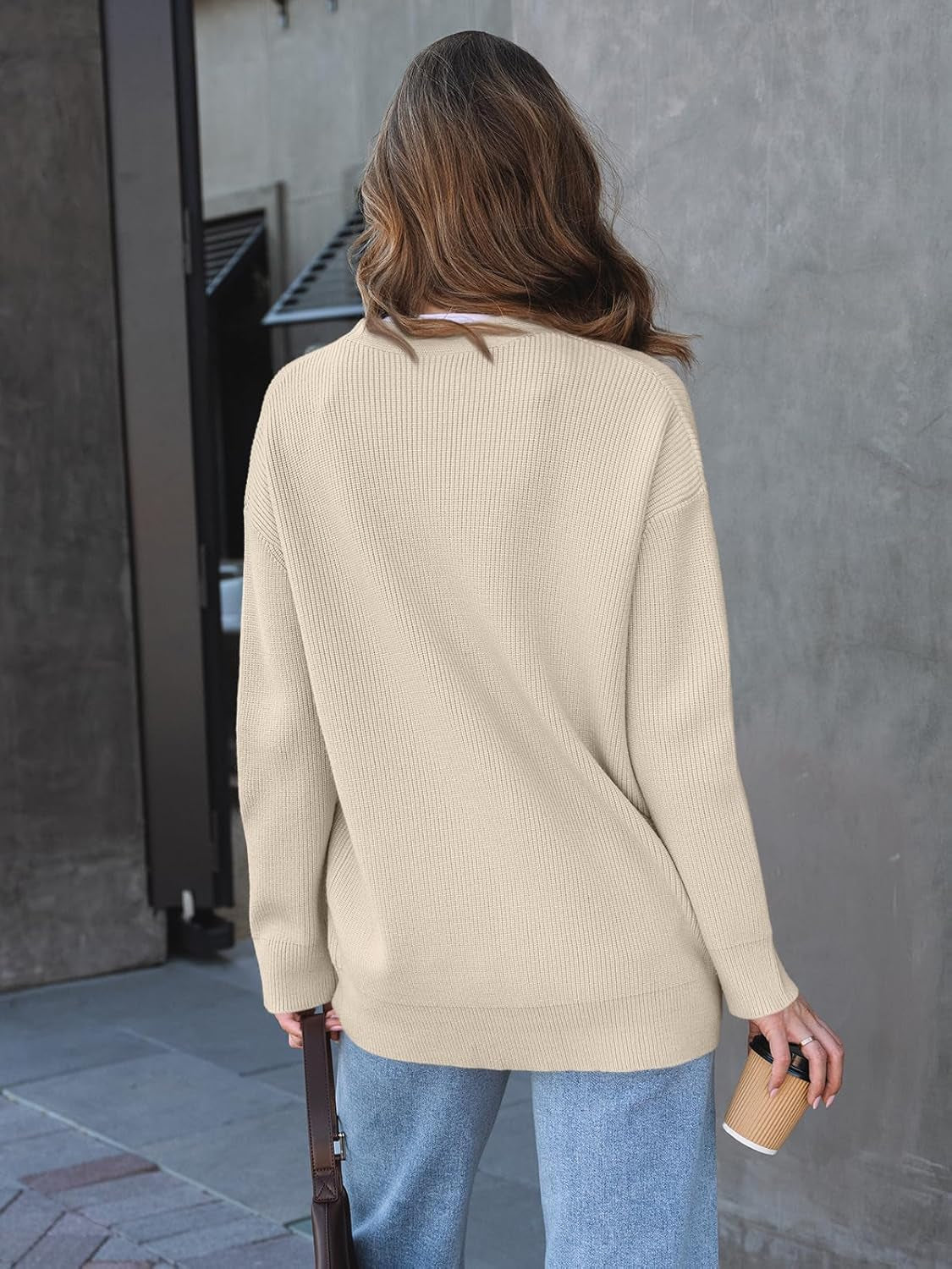 Women Oversized Cardigan Sweater Fall Outfits Cloth Fashion V Neck Knit Button Front Casual Trendy Tops