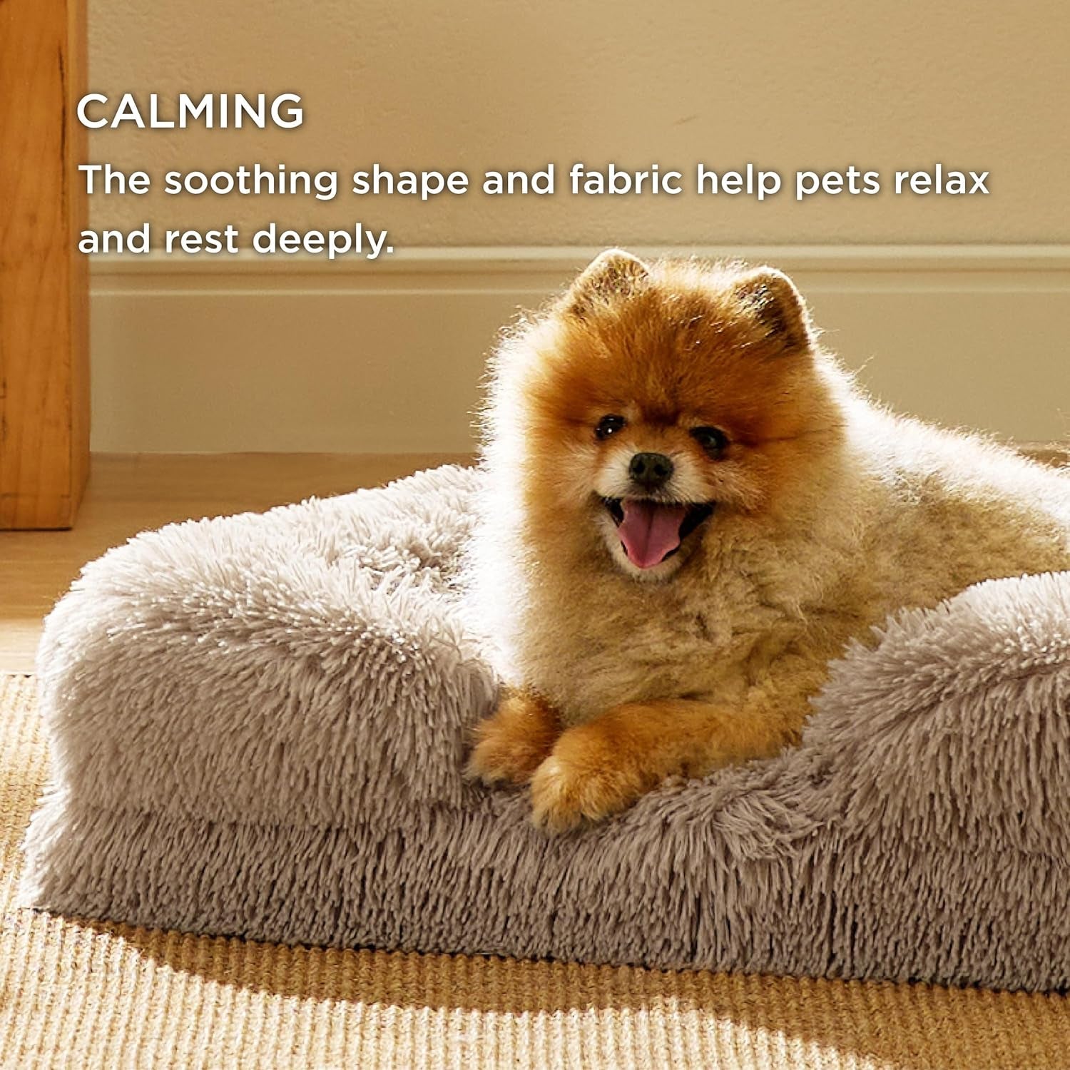 Small Orthopedic Dog Bed - Washable Calming Dog Sofa Beds for Small Dogs, Supportive Foam Pet Couch Bed with Removable Washable Cover, Waterproof Lining and Nonskid Bottom Couch, Taupe