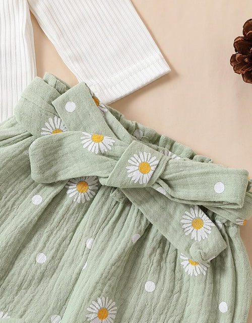 Load image into Gallery viewer, Newborn Infant Girl Clothes Rib Knit Romper Daisy Print Pants Headband Baby Clothes for Girls 0 3 6 12 18 24 Months
