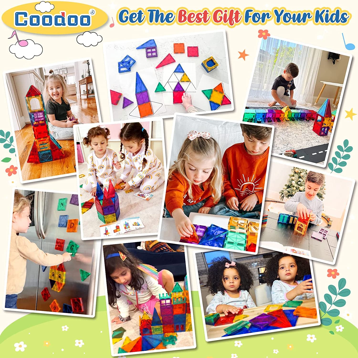 60 PCS Magnetic Building Tiles Kids Toys STEM Magnetic Blocks Sensory Toys Kids Games Magnet Building Toys for Boys and Girls Aged 3+, Kids Brain Development Preschool Kindergarten Toddler Toys