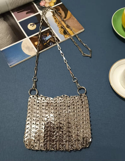 Load image into Gallery viewer, Luxury Designer Women&#39;S Bag Trend Hand Woven Hollow Metal Chain Tote Bag Clutch Female Bag Travel Holiday Shoulder Bag Handbag
