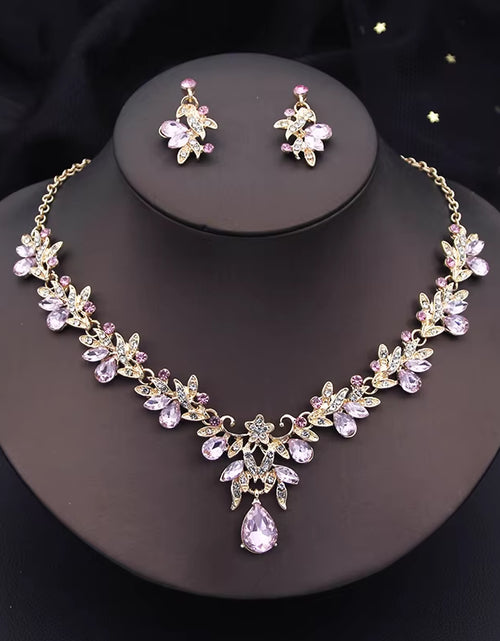 Load image into Gallery viewer, Elegant Fashion Necklace Sets for Women Dangle Earrings Princess Collar Two Piece Set Bride Jewelry Bridal Wedding Accessories
