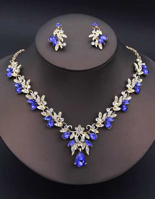 Load image into Gallery viewer, Elegant Fashion Necklace Sets for Women Dangle Earrings Princess Collar Two Piece Set Bride Jewelry Bridal Wedding Accessories
