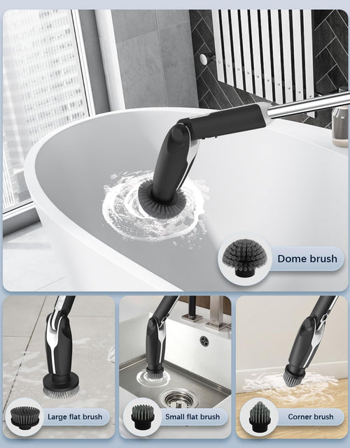 Load image into Gallery viewer, Electric Spin Scrubber, 2024 New Electric Scrubber with 4 Adjustable Angles and 8 Brush Heads, Shower Scrubber with Long Handle &amp; Remote Control, Cleaning Brush for Bathroom, Tub, Floor(Black)
