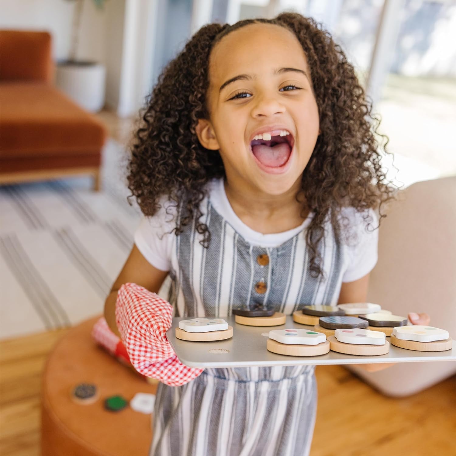 Slice and Bake Wooden Cookie Play Food Set - Pretend Cookies and Baking Sheet, Wooden Play Food Set, Toy Baking Set for Kids Ages 3+