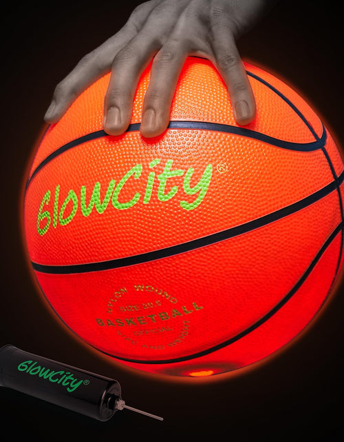 Load image into Gallery viewer, Glow in the Dark Basketball for Teen Boy - Glowing Red Basket Ball, Light up LED Toy for Night Ball Games - Sports Stuff &amp; Gadgets for Kids Age 8 Years Old and Up. Great Gift for Boys &amp; Girls
