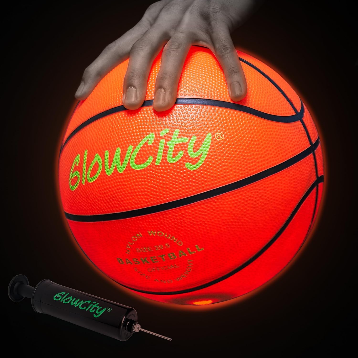 Glow in the Dark Basketball for Teen Boy - Glowing Red Basket Ball, Light up LED Toy for Night Ball Games - Sports Stuff & Gadgets for Kids Age 8 Years Old and Up. Great Gift for Boys & Girls