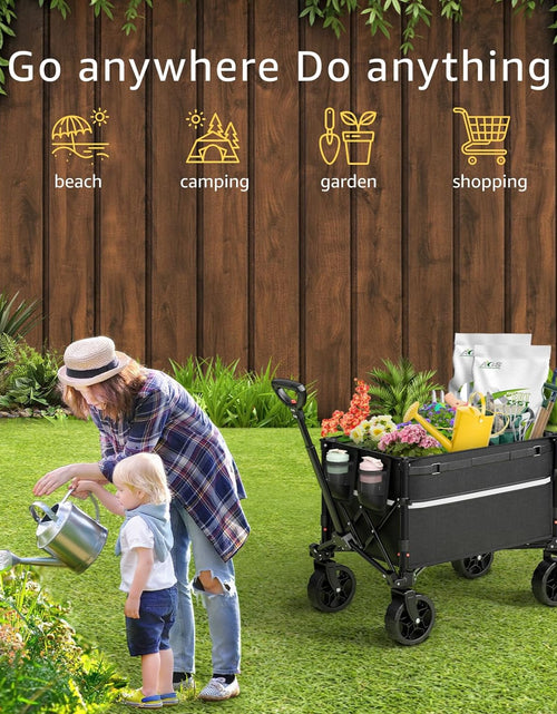 Load image into Gallery viewer, Collapsible Wagon Cart with Wheels Foldable - Folding Utility Heavy Duty Wagons Carts for Grocery Sports Garden Shopping Camping
