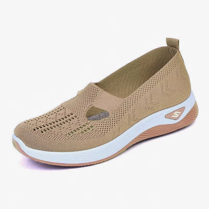 Women'S New Summer Shoes Mesh Breathable Sneakers Light Slip on Flat Platform Casual Shoes Ladies Anti-Slip Walking Woven Shoes