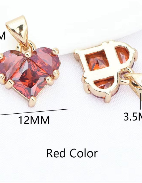 Load image into Gallery viewer, (280)4PCS 14X14.5Mm Hole 2.5MM 24K Gold Color Brass with Zircon Heart Charms Pendants High Quality Jewelry Findings Accessories
