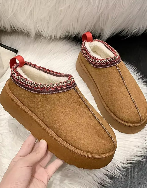 Load image into Gallery viewer, Snow Boots for Women 2023 Winter New Cashmere Warm Thick Soles without Heel-Covered Hair Half Slipper Cotton Shoes for Women
