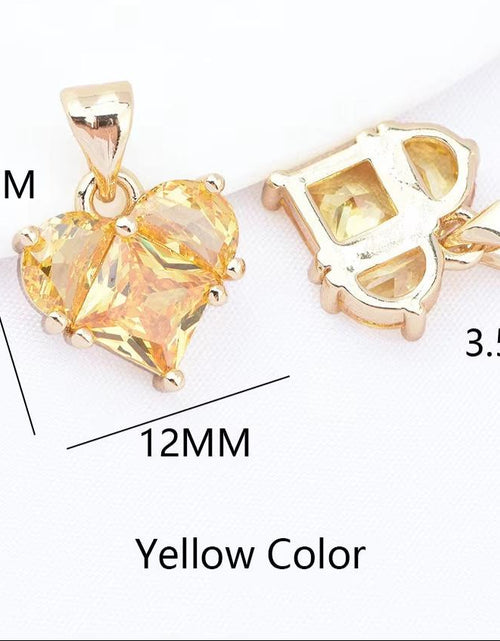 Load image into Gallery viewer, (280)4PCS 14X14.5Mm Hole 2.5MM 24K Gold Color Brass with Zircon Heart Charms Pendants High Quality Jewelry Findings Accessories
