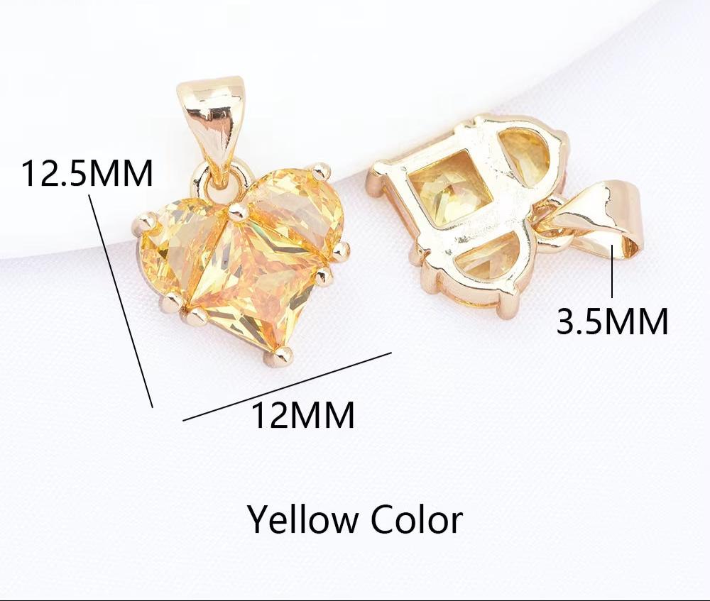 (280)4PCS 14X14.5Mm Hole 2.5MM 24K Gold Color Brass with Zircon Heart Charms Pendants High Quality Jewelry Findings Accessories