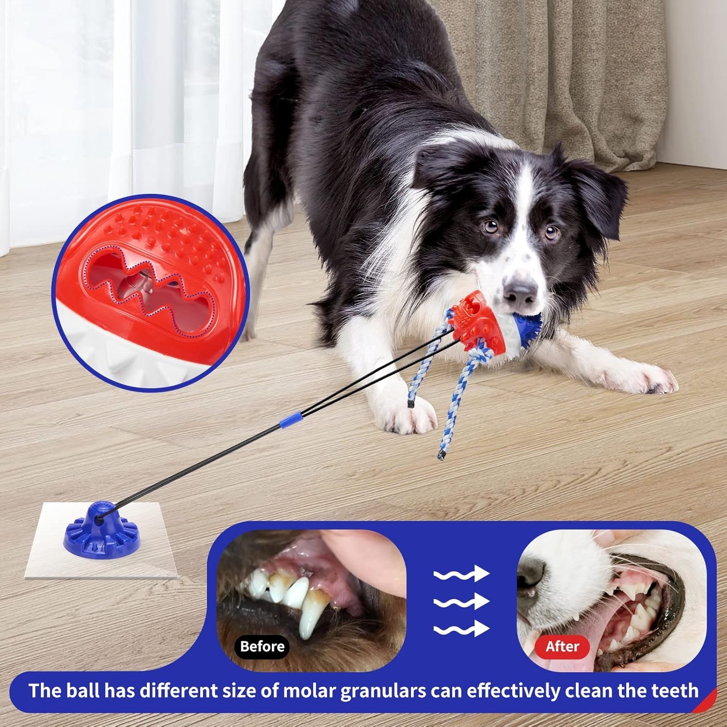 Dog Toys for Aggressive Chewers Interactive Dog Toys, Suction Cup Dog Toy Tug of War Indestructible, Dog Puzzle Toys Treat Food Dispensing Ball, Dog Enrichment Toys