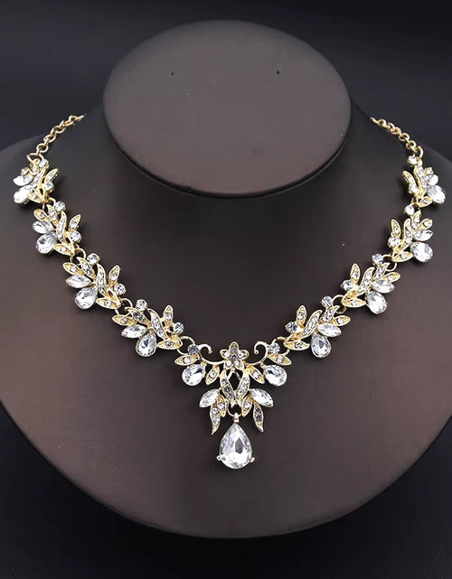 Load image into Gallery viewer, Elegant Fashion Necklace Sets for Women Dangle Earrings Princess Collar Two Piece Set Bride Jewelry Bridal Wedding Accessories
