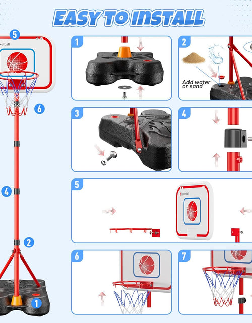 Load image into Gallery viewer, 2 in 1 Kids Basketball Hoop and T Ball Set, Adjustable Basket Ball Stand,Hanging Tee Baseball for Toddlers Boys Girls Ages 2 3 4 5 6 7 8 Years Old, Outdoor and Indoor Toys Gifts
