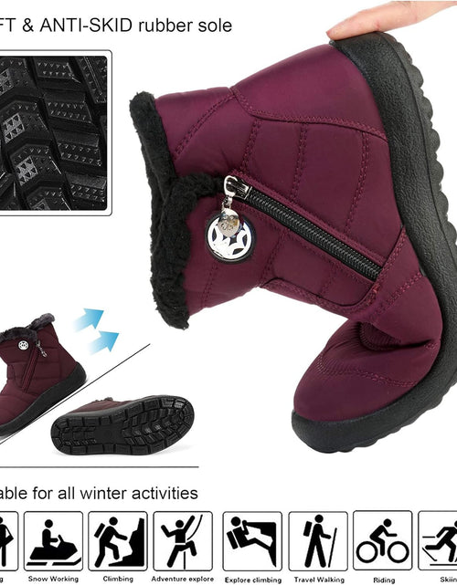 Load image into Gallery viewer, Womens Warm Fur Lined Winter Snow Boots Waterproof Ankle Boots Outdoor Booties Comfortable Shoes for Women
