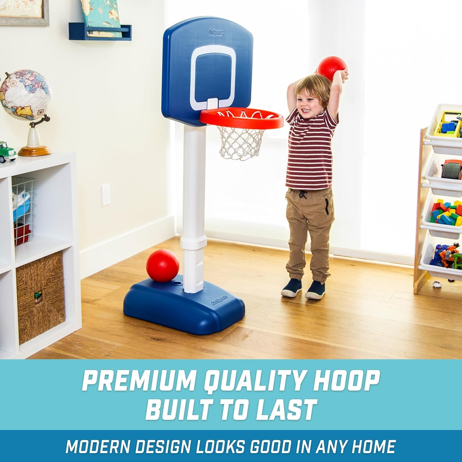 Tot Shot Toddler Basketball Set - Kids Indoor & Outdoor Toy Hoop with Adjustable Height