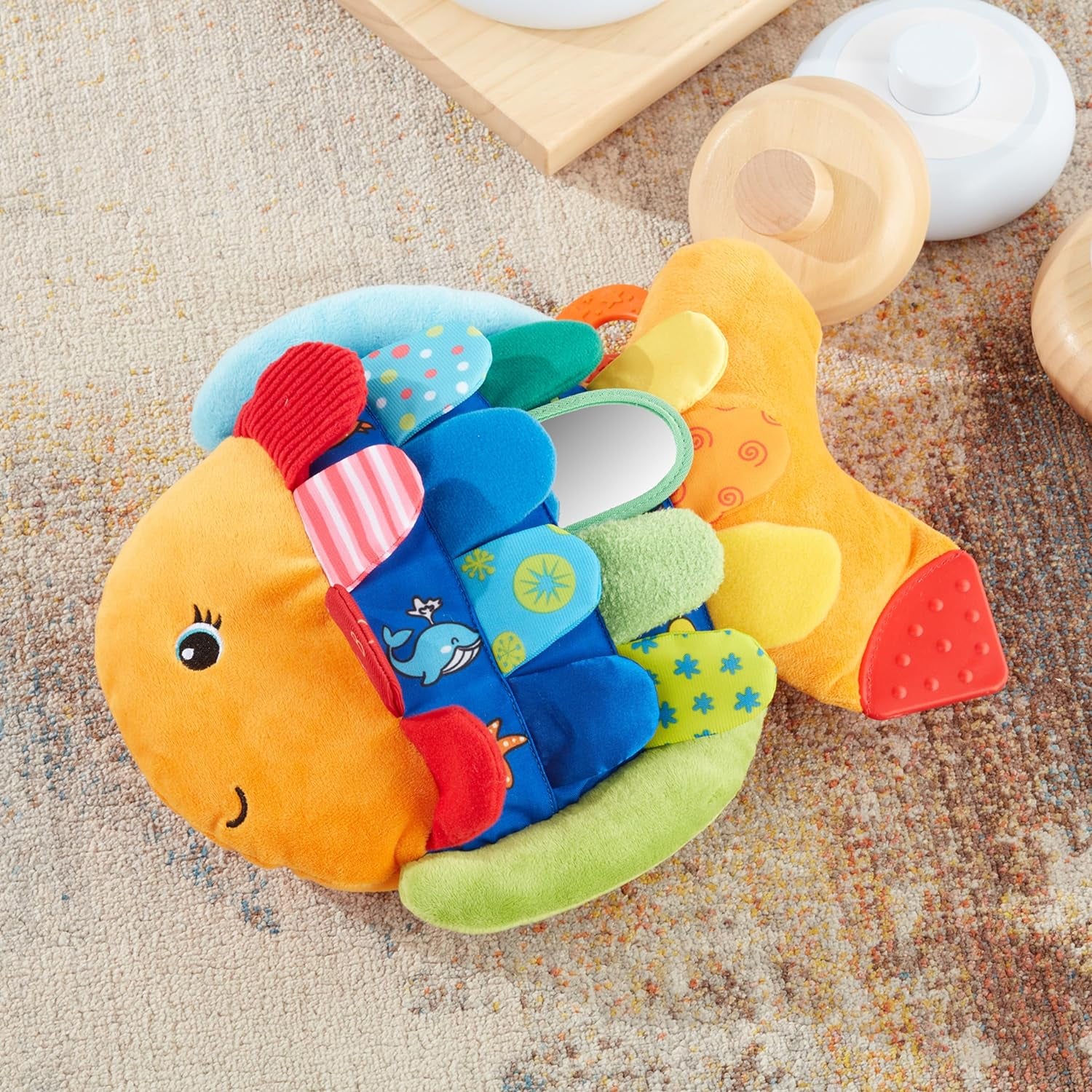 Flip Fish Soft Baby Toy Sensory Tummy Time Toys, Soft Fabric Tag Toy for Babies, Infants