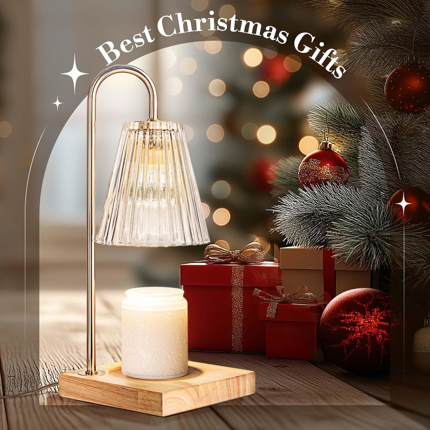 Candle Warmer Lamp, Electric Candle Lamp Warmer with Timer, Mom Christmas Birthday Gifts for Women, House Warming Gifts New Home Bedroom Decor, Dimmable Wax Melt Warmer with 2 Bulbs