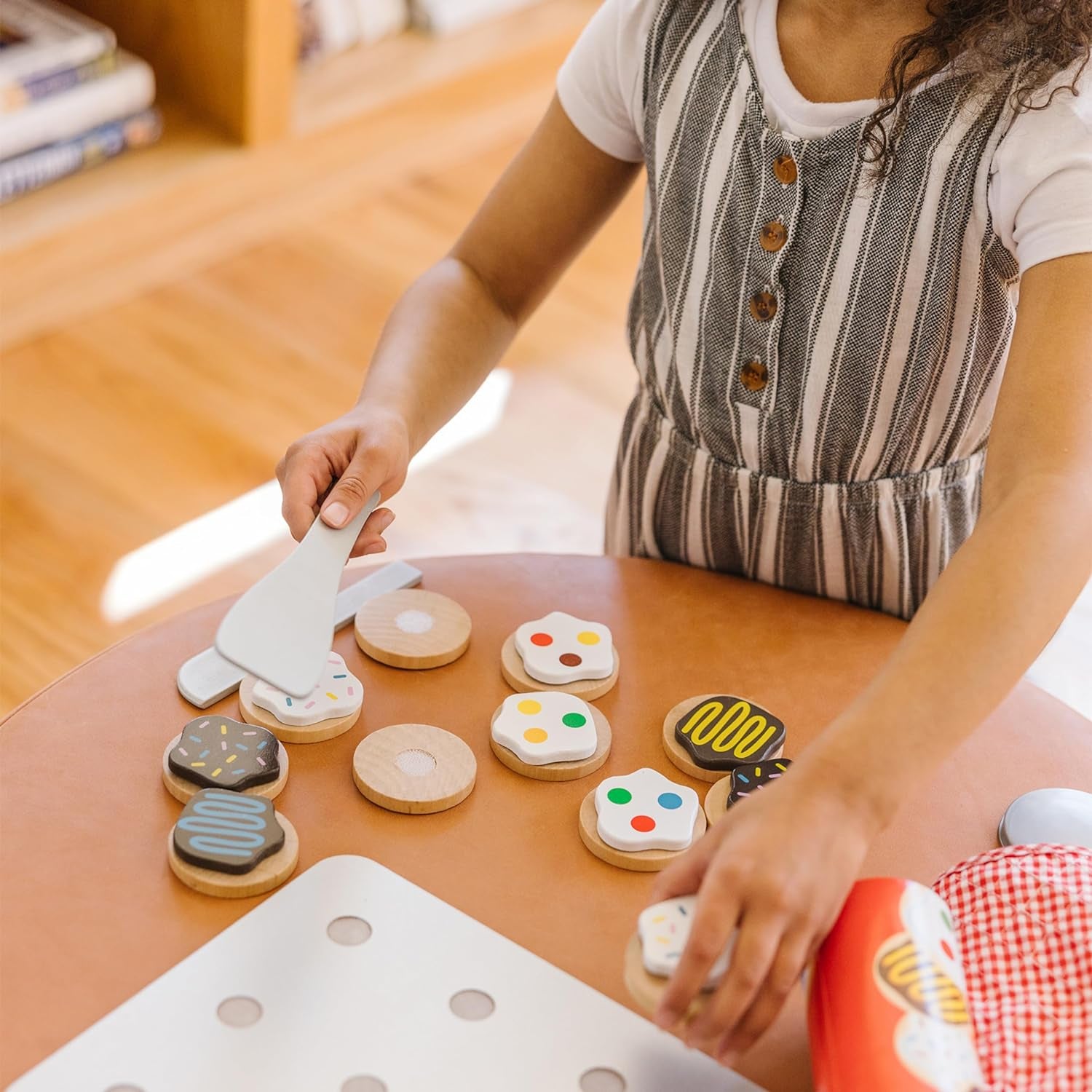 Slice and Bake Wooden Cookie Play Food Set - Pretend Cookies and Baking Sheet, Wooden Play Food Set, Toy Baking Set for Kids Ages 3+