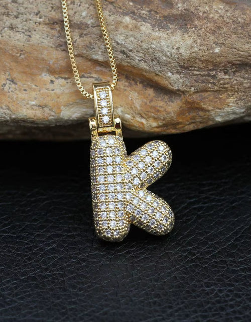 Load image into Gallery viewer, Fashion 26 Letters Necklace Custom Name Pendant Charm for Men and Women A-Z Alphabet Cubic Zircon Hip Hop Jewelry Gift
