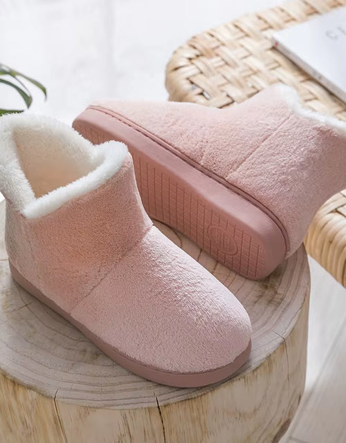 Load image into Gallery viewer, Women Winter Slippers Warm Plush Slip-On Couples Home Floor Shoes Anti-Slip Comfortable Flats Female Soft Faux Fur Boots
