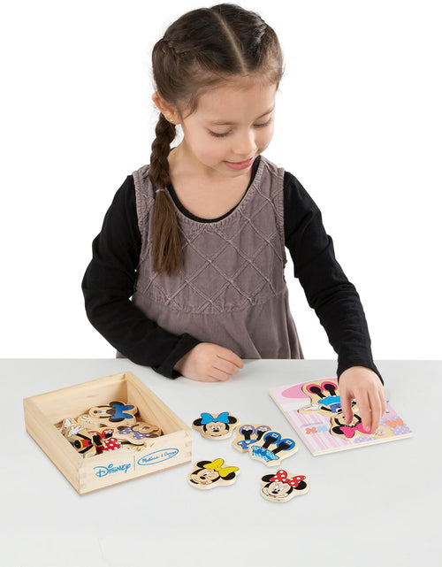 Load image into Gallery viewer, Disney Minnie Mouse Mix and Match Dress-Up Wooden Play Set (18 Pcs) - Minnie Mouse Toys for Disney Fans, Fashion Puzzle Travel Toys for Kids Ages 3+
