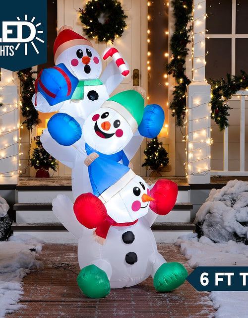 Load image into Gallery viewer, 6 FT Christmas Inflatable Stacked Snowman with Build-In Leds Blow up Inflatables for Xmas Party, Home Indoor Outdoor Yard Garden Lawn Winter Décor
