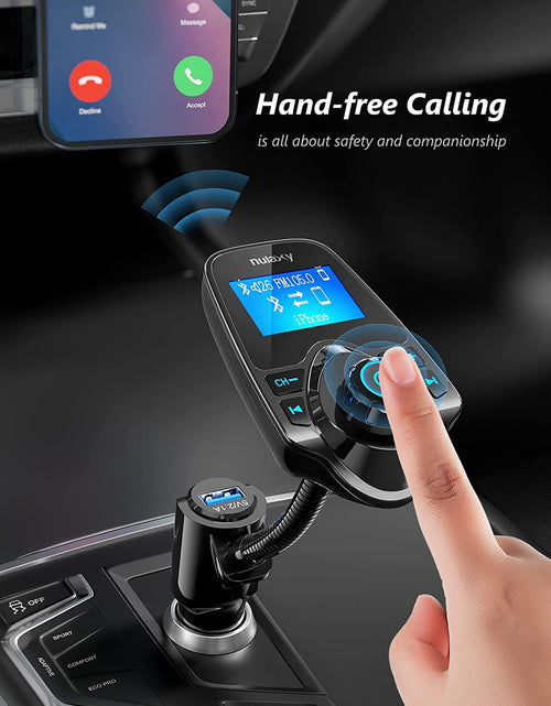 Load image into Gallery viewer, Car Bluetooth FM Transmitter [2024 Upgraded], 1.44&quot; Display Flexible Gooseneck, Handsfree Call Wireless Music Stereo Audio Player Radio Adapter Car Kit USB Phone Charger, TF SD Card AUX-KM18
