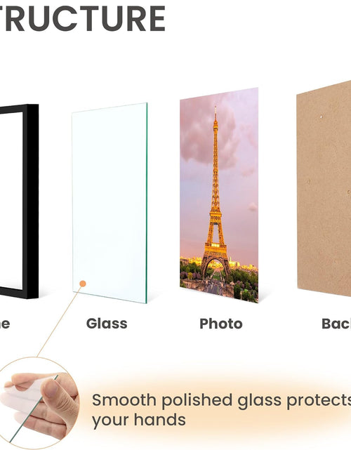 Load image into Gallery viewer, 5X7 Picture Frame Set of 3, Made of High Definition Glass for 5 X 7 Black Frames, Wall and Tabletop Display Thin Border Photo Frame for Home Décor
