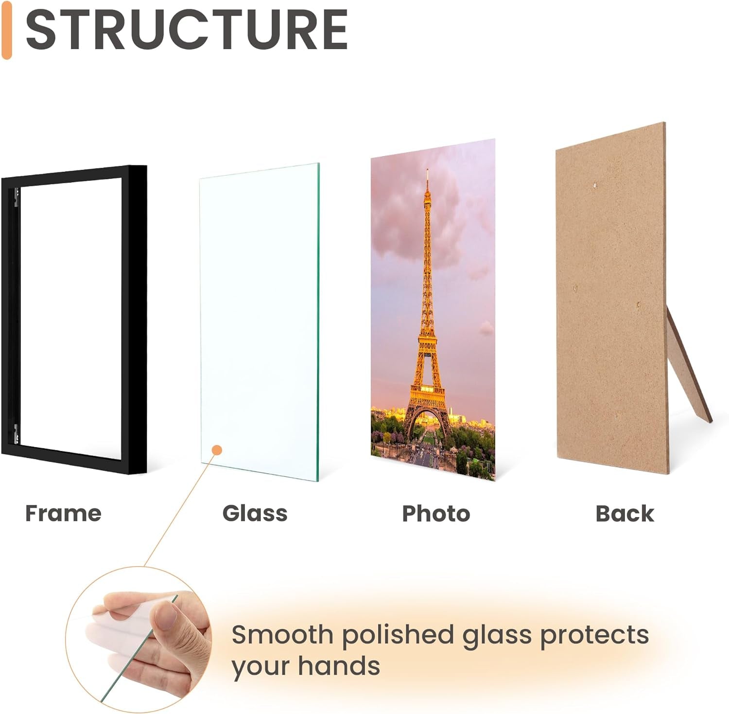 5X7 Picture Frame Set of 3, Made of High Definition Glass for 5 X 7 Black Frames, Wall and Tabletop Display Thin Border Photo Frame for Home Décor