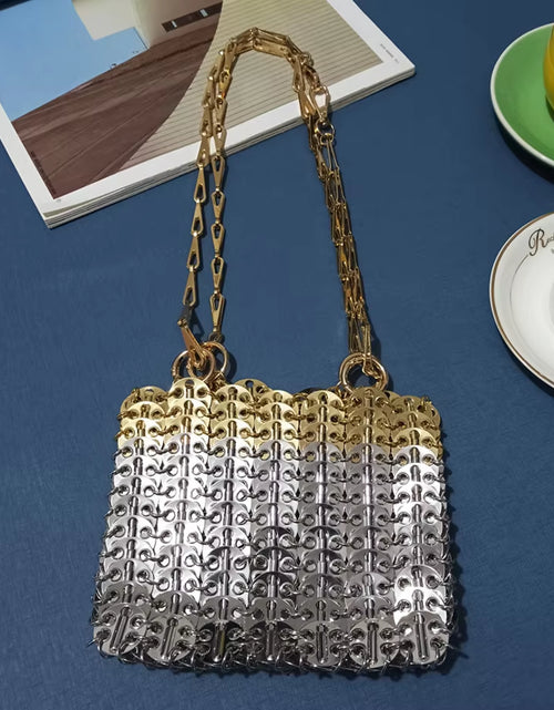 Load image into Gallery viewer, Luxury Designer Women&#39;S Bag Trend Hand Woven Hollow Metal Chain Tote Bag Clutch Female Bag Travel Holiday Shoulder Bag Handbag
