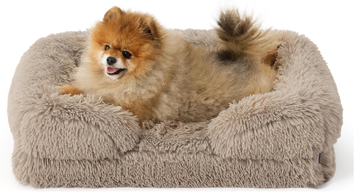 Small Orthopedic Dog Bed - Washable Calming Dog Sofa Beds for Small Dogs, Supportive Foam Pet Couch Bed with Removable Washable Cover, Waterproof Lining and Nonskid Bottom Couch, Taupe