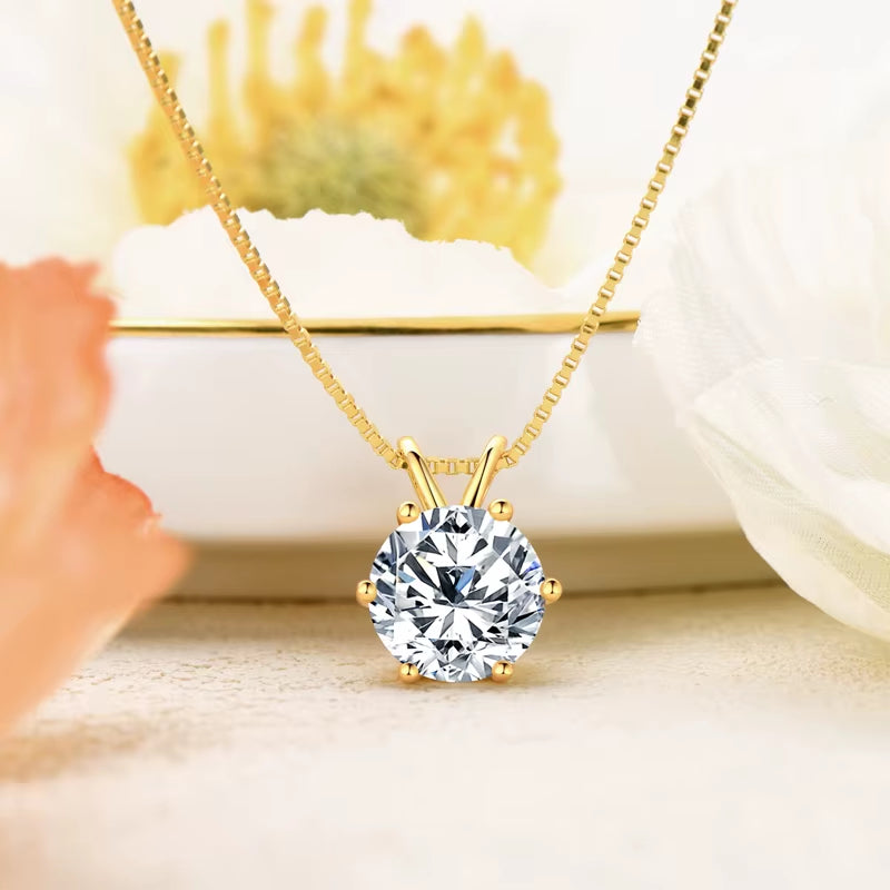 Luxury 3.0 Carat Moissanite Pendant Necklaces for Women Real 925 Silver 1Ct 2Ct Diamond Necklace Engagement Jewelry Gifts