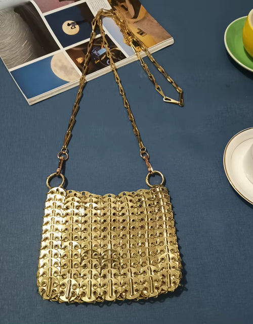 Load image into Gallery viewer, Luxury Designer Women&#39;S Bag Trend Hand Woven Hollow Metal Chain Tote Bag Clutch Female Bag Travel Holiday Shoulder Bag Handbag
