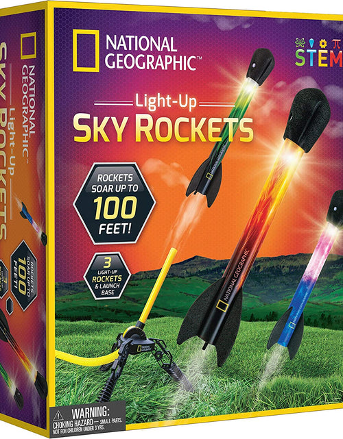 Load image into Gallery viewer, National Geographic Air Rocket Toy – Ultimate LED Rocket Launcher for Kids, Jump and Launch the Light Up, Air Powered, Foam Tipped Rockets up to 100 Feet
