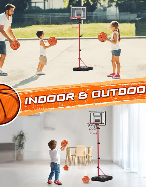 Load image into Gallery viewer, Basketball Hoop for Kids with Stand, Adjustable Height Basketball Hoop with Electronic Scoreboard and LED Light, Indoor Outdoor Backyard Sport Game Gifts Toys for 3 4 5 6 7 8
