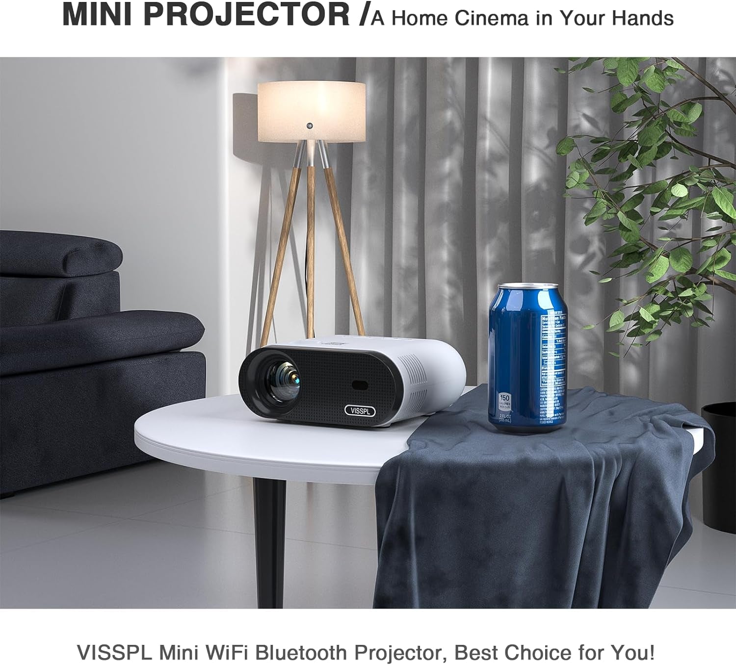 Mini Projector with Wifi and Bluetooth,  Full HD 1080P Projector, Portable Outdoor Projector with Tripod, Home Theater Movie Phone Projector Compatible with Android/Ios/Windows/Tv Stick/Hdmi/Usb