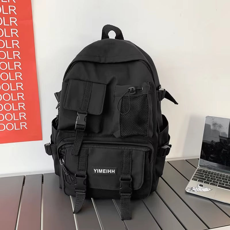 Multiple Pocket Backpack Men Canvas Insert Buckle Designer Bag Teenager Laptop Backpacks Student College School Bags for Women