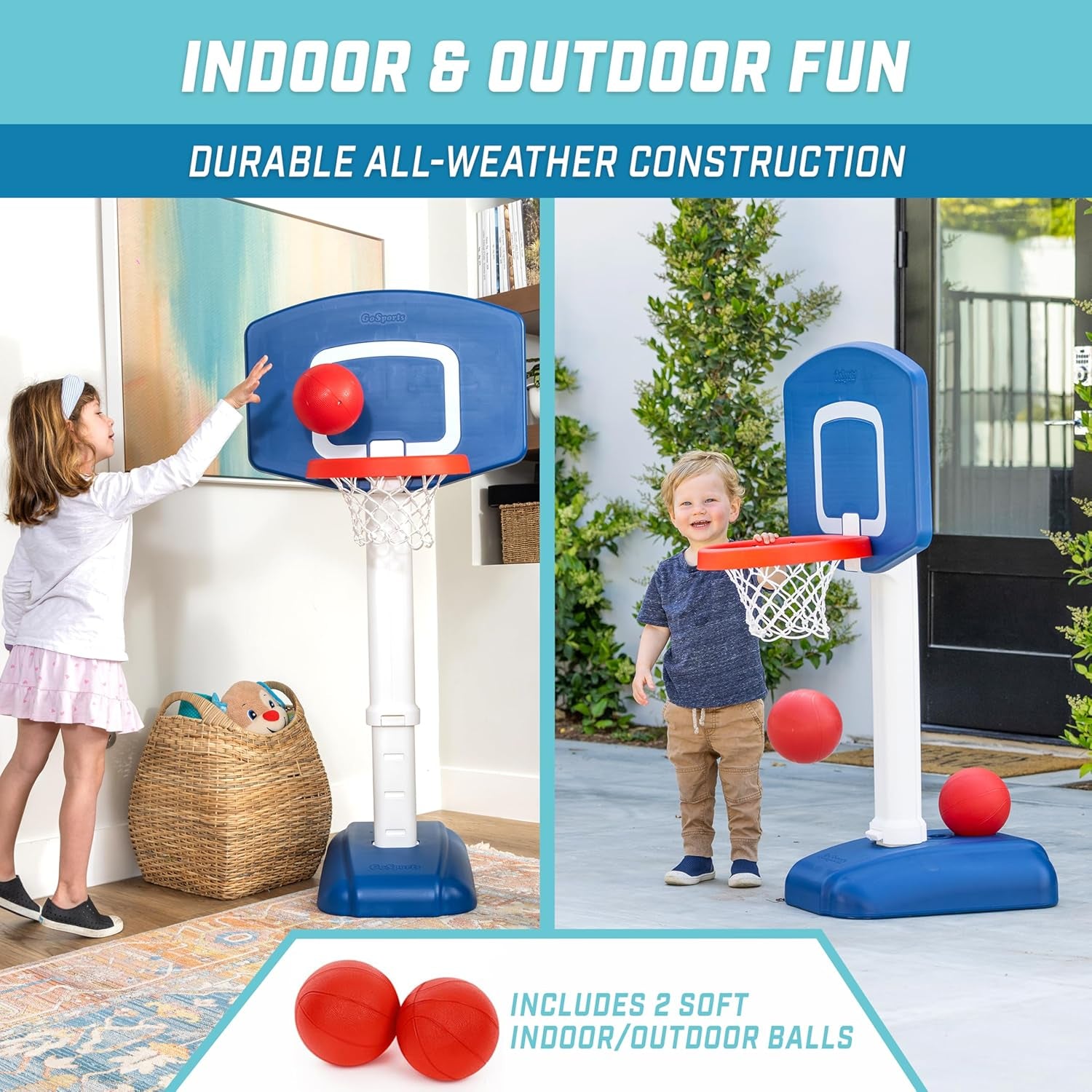 Tot Shot Toddler Basketball Set - Kids Indoor & Outdoor Toy Hoop with Adjustable Height