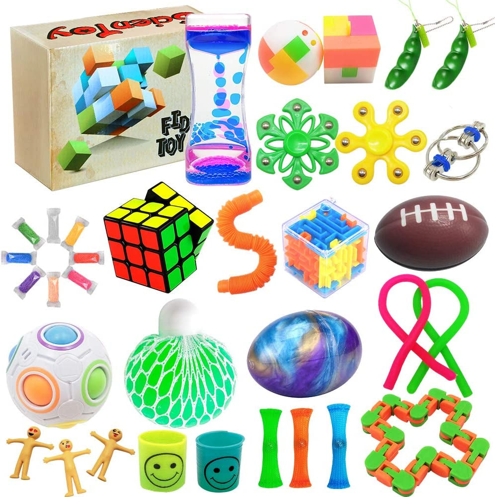 Fidget Toy Set, 35 Pcs Sensory Toy for ADD, OCD, Autistic Children, Adults, Anxiety Autism to Stress Relief and anti Anxiety with Motion Timer, Perfect for Classroom Reward with Gift Box