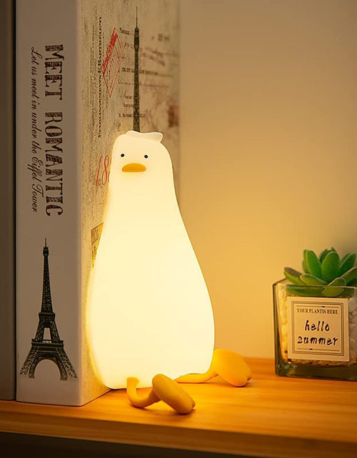 Load image into Gallery viewer, LED Lying Flat Duck Night Light, 3 Level Dimmable Nursery Nightlight,Cute Lamps Silicone Squishy Light up Duck,Rechargeable Bedside Touch Lamp for Breastfeeding Toddler Baby Kids Decor
