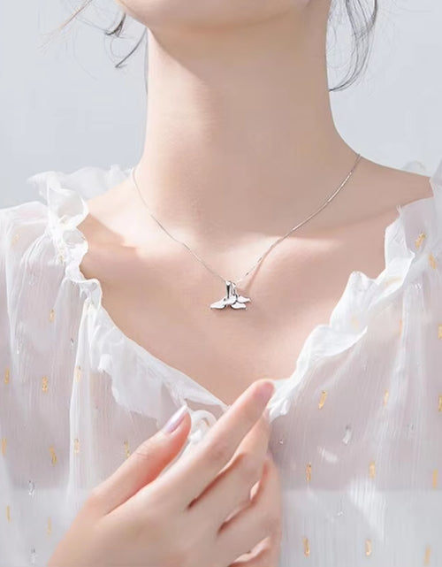 Load image into Gallery viewer, 925 Sterling Silver Double Whale Tail Choker Necklaces &amp; Pendants for Women Flyleaf Creative Lady Fine Wedding Party Jewelry
