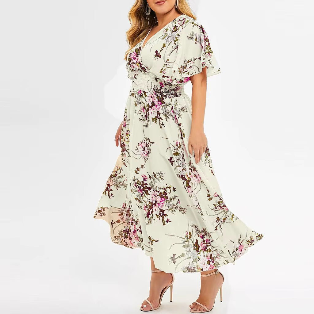 2024 plus Size 3XL 4XL 5XL Women Dress Floral Chiffon Flower Dress Loose Bohemian Beach Summer Dresses Urban Gypsy Ropa Vestidos