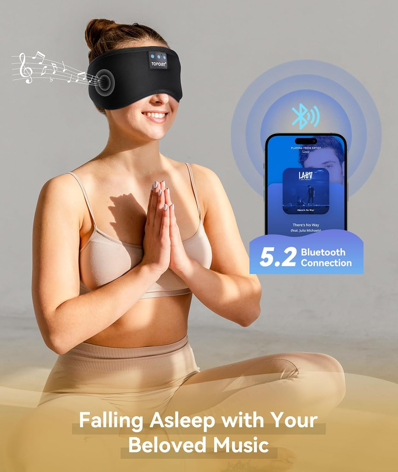 Sleep Mask with Headphones Bluetooth 5.2 Wireless, Sleep Headphone with Microphone Built-In HD Speakers Music, Eye Mask for Sleeping Travel Meditation for Men Women Girl Cool Gadgets